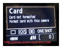 memory card not formatted on camera