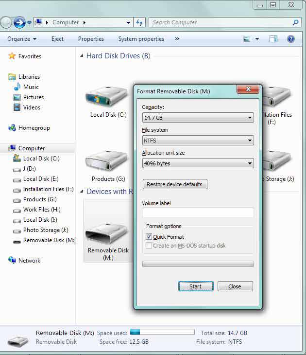 Recover data and format drive
