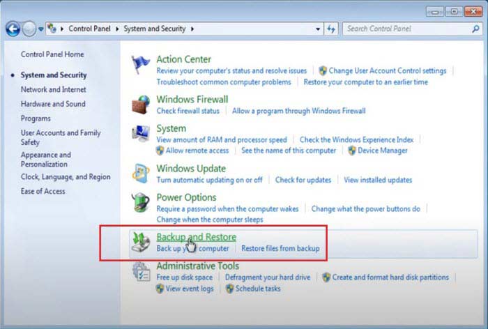backup and restore in Windows 10 8 7