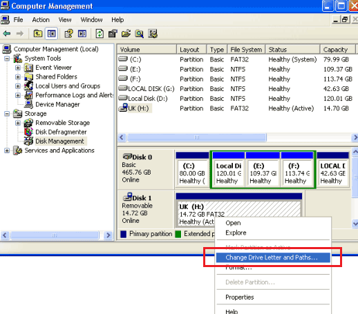 Change another drive letter when there is i/o device error