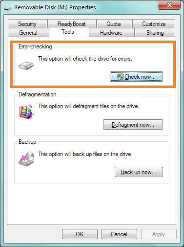 Run the Error-Checking tool when Storage Device Is Damaged