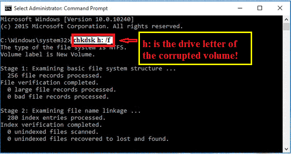 what is the command to check for corrupted files