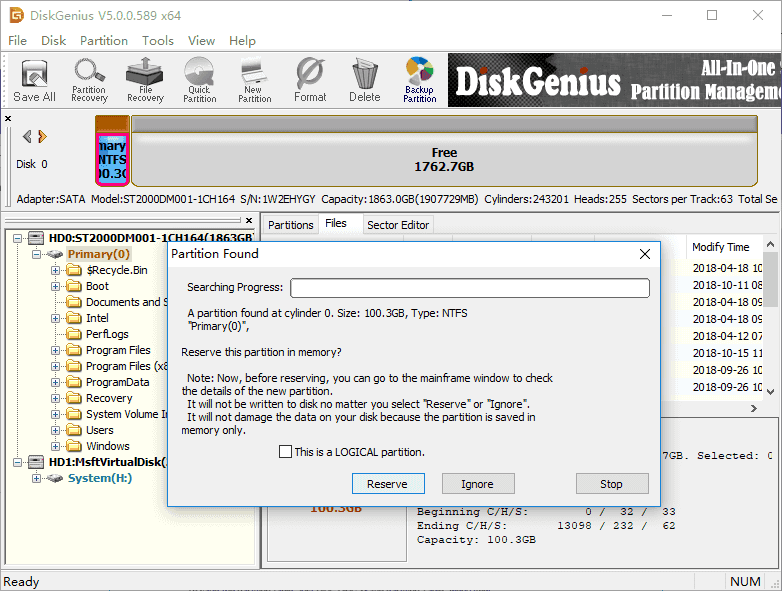 disk genius restore partition