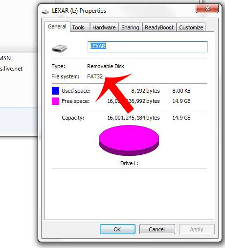 usb file system is fat32