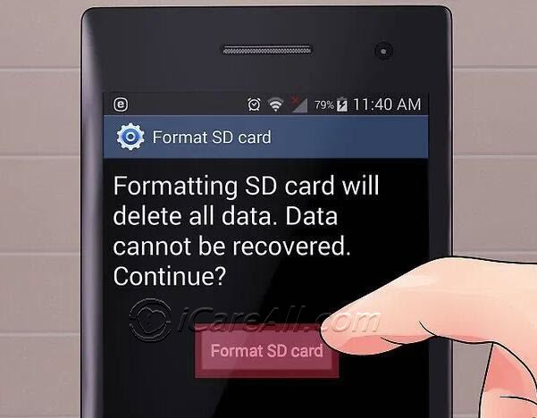 formatting sd card will delete all data
