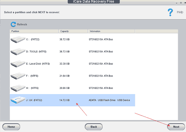 icare data recovery free does not see drive