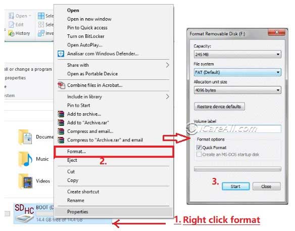 format sd card