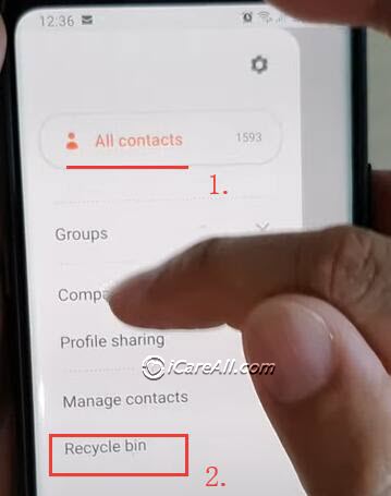 Samsung deleted contact recovery from recycle bin