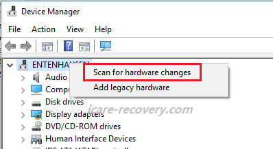 scan for hardware changes