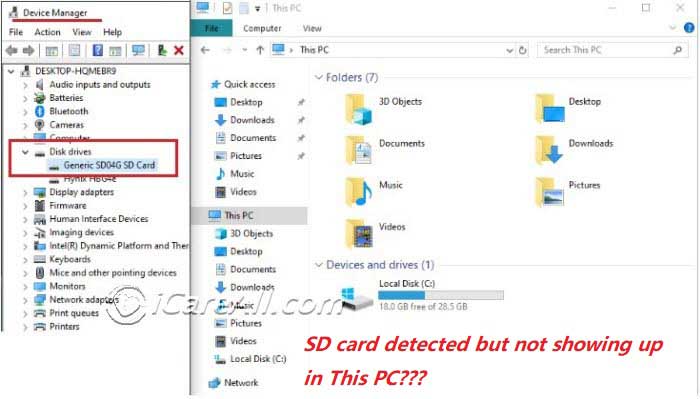 sd card not showing up windows 7