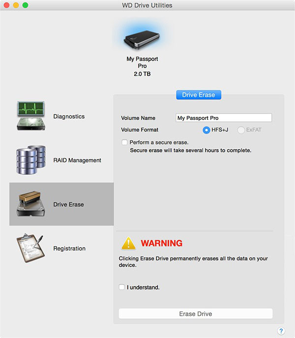 western digital drive utilities mac