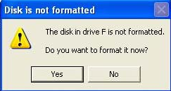 you need to format the disk in drive f sd card